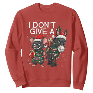 Funny Christmas I Dont Give a Rats Ass Sweatshirt Donkey And Mouse Xmas Holiday TS11 Red Print Your Wear