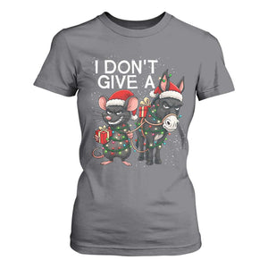 Funny Christmas I Dont Give a Rats Ass T Shirt For Women Donkey And Mouse Xmas Holiday TS11 Charcoal Print Your Wear