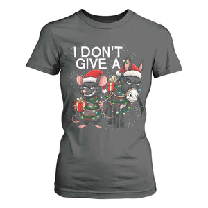 Funny Christmas I Dont Give a Rats Ass T Shirt For Women Donkey And Mouse Xmas Holiday TS11 Dark Heather Print Your Wear