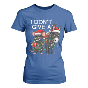 Funny Christmas I Dont Give a Rats Ass T Shirt For Women Donkey And Mouse Xmas Holiday TS11 Royal Blue Print Your Wear