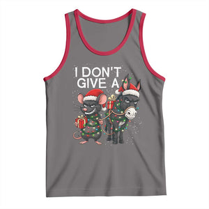 Funny Christmas I Dont Give a Rats Ass Tank Top Donkey And Mouse Xmas Holiday TS11 Deep Heather Red Print Your Wear
