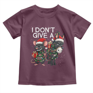 Funny Christmas I Dont Give a Rats Ass Toddler T Shirt Donkey And Mouse Xmas Holiday TS11 Maroon Print Your Wear