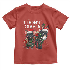 Funny Christmas I Dont Give a Rats Ass Toddler T Shirt Donkey And Mouse Xmas Holiday TS11 Red Print Your Wear