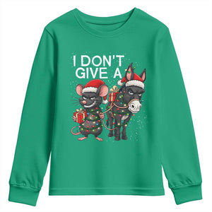Funny Christmas I Dont Give a Rats Ass Youth Sweatshirt Donkey And Mouse Xmas Holiday TS11 Irish Green Print Your Wear
