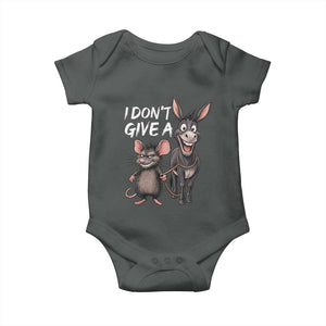 Funny I Dont Give a Rats Ass Baby Onesie Donkey And Mouse Meme TS11 Dark Heather Print Your Wear