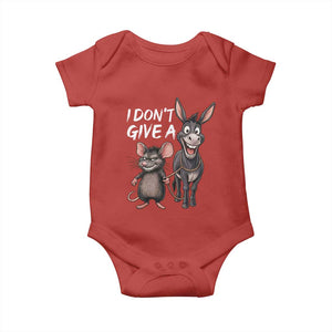 Funny I Dont Give a Rats Ass Baby Onesie Donkey And Mouse Meme TS11 Red Print Your Wear