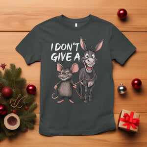Funny I Dont Give a Rats Ass T Shirt Donkey And Mouse Meme TS11 Dark Heather Print Your Wear