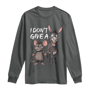 Funny I Dont Give a Rats Ass Long Sleeve Shirt Donkey And Mouse Meme TS11 Dark Heather Print Your Wear