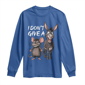 Funny I Dont Give a Rats Ass Long Sleeve Shirt Donkey And Mouse Meme TS11 Royal Blue Print Your Wear