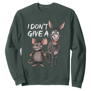 Funny I Dont Give a Rats Ass Sweatshirt Donkey And Mouse Meme TS11 Dark Forest Green Print Your Wear