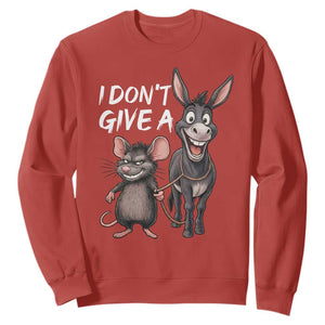 Funny I Dont Give a Rats Ass Sweatshirt Donkey And Mouse Meme TS11 Red Print Your Wear