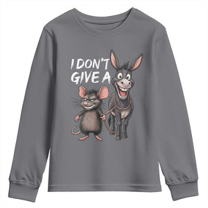 Funny I Dont Give a Rats Ass Youth Sweatshirt Donkey And Mouse Meme TS11 Charcoal Print Your Wear