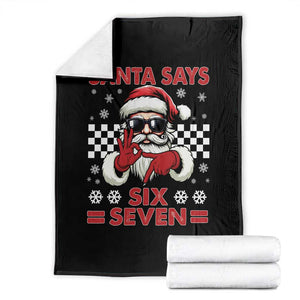67 Christmas Throw Blanket Funny Santa Says Six Seven Meme Gen Alpha Slang TS11 Black Print Your Wear
