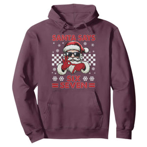67 Christmas Hoodie Funny Santa Says Six Seven Meme Gen Alpha Slang TS11 Maroon Print Your Wear