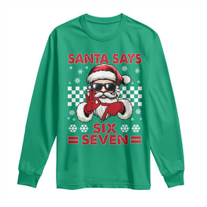 67 Christmas Long Sleeve Shirt Funny Santa Says Six Seven Meme Gen Alpha Slang TS11 Irish Green Print Your Wear
