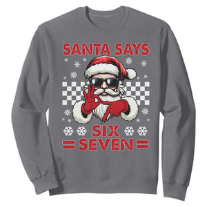 67 Christmas Sweatshirt Funny Santa Says Six Seven Meme Gen Alpha Slang TS11 Charcoal Print Your Wear