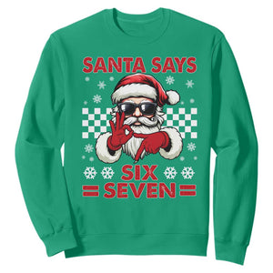 67 Christmas Sweatshirt Funny Santa Says Six Seven Meme Gen Alpha Slang TS11 Irish Green Print Your Wear