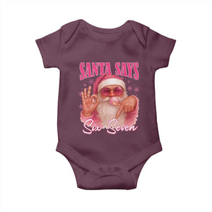 Funny Pink Santa Says Six Seven Baby Onesie 67 Christmas Meme Gen Alpha TS11 Maroon Print Your Wear