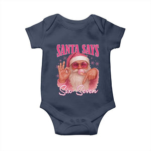 Funny Pink Santa Says Six Seven Baby Onesie 67 Christmas Meme Gen Alpha TS11 Navy Print Your Wear