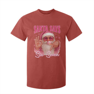 Funny Pink Santa Says Six Seven T Shirt For Kid 67 Christmas Meme Gen Alpha TS11 Red Print Your Wear