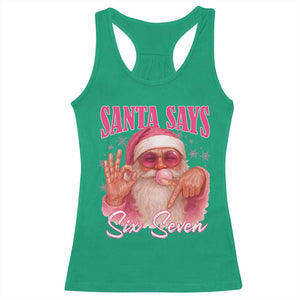 Funny Pink Santa Says Six Seven Racerback Tank Top 67 Christmas Meme Gen Alpha TS11 Irish Green Print Your Wear