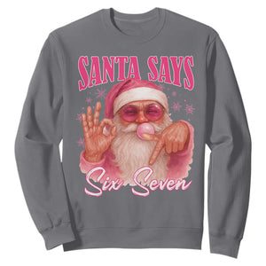 Funny Pink Santa Says Six Seven Sweatshirt 67 Christmas Meme Gen Alpha TS11 Charcoal Print Your Wear