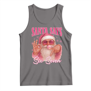 Funny Pink Santa Says Six Seven Tank Top 67 Christmas Meme Gen Alpha TS11 Deep Heather Print Your Wear