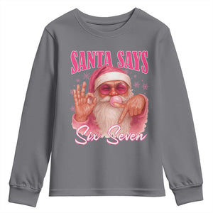 Funny Pink Santa Says Six Seven Youth Sweatshirt 67 Christmas Meme Gen Alpha TS11 Charcoal Print Your Wear