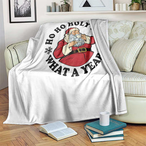 Ho Ho Holy Shit What A Year Throw Blanket Funny Christmas Santa TS11 Print Your Wear