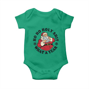 Ho Ho Holy Shit What A Year Baby Onesie Funny Christmas Santa TS11 Irish Green Print Your Wear