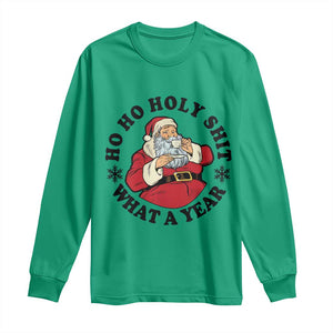 Ho Ho Holy Shit What A Year Long Sleeve Shirt Funny Christmas Santa TS11 Irish Green Print Your Wear
