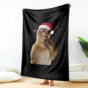 Christmas Thinking Monkey Meme Humor Brainrot Throw Blanket TS11 Print Your Wear