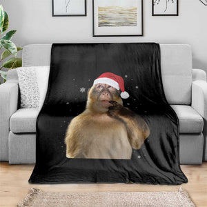 Christmas Thinking Monkey Meme Humor Brainrot Throw Blanket TS11 Print Your Wear