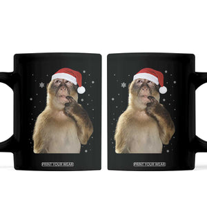 Christmas Thinking Monkey Meme Humor Brainrot Coffee Mug TS11 Black Print Your Wear