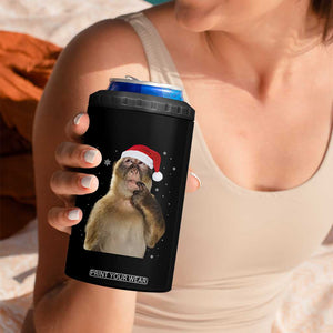 Christmas Thinking Monkey Meme Humor Brainrot 4 in 1 Can Cooler Tumbler TS11 Print Your Wear