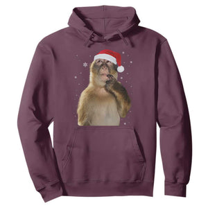 Christmas Thinking Monkey Meme Humor Brainrot Hoodie TS11 Maroon Print Your Wear