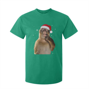 Christmas Thinking Monkey Meme Humor Brainrot T Shirt For Kid TS11 Irish Green Print Your Wear