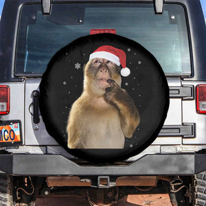 Christmas Thinking Monkey Meme Humor Brainrot Spare Tire Cover TS11 No hole Black Print Your Wear