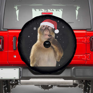 Christmas Thinking Monkey Meme Humor Brainrot Spare Tire Cover TS11 Black Print Your Wear