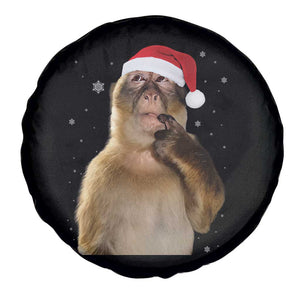 Christmas Thinking Monkey Meme Humor Brainrot Spare Tire Cover TS11 Print Your Wear