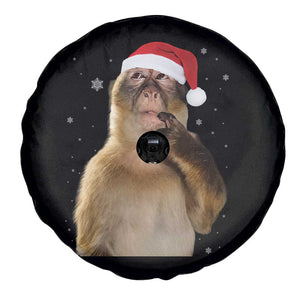 Christmas Thinking Monkey Meme Humor Brainrot Spare Tire Cover TS11 Print Your Wear