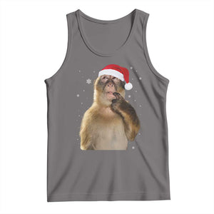 Christmas Thinking Monkey Meme Humor Brainrot Tank Top TS11 Deep Heather Print Your Wear