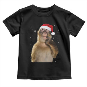 Christmas Thinking Monkey Meme Humor Brainrot Toddler T Shirt TS11 Black Print Your Wear