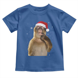 Christmas Thinking Monkey Meme Humor Brainrot Toddler T Shirt TS11 Royal Blue Print Your Wear