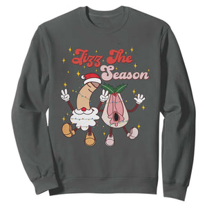Dirty Christmas Jizz The Season Sweatshirt Funny Xmas Inappropriate Adult Humor TS11 Dark Heather Print Your Wear