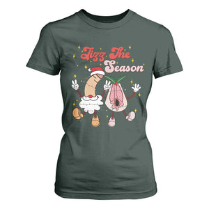 Dirty Christmas Jizz The Season T Shirt For Women Funny Xmas Inappropriate Adult Humor TS11 Dark Forest Green Print Your Wear