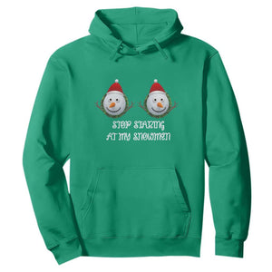 Funny Christmas Adult Humor Hoodie Stop Staring At My Snowmen Boobs Xmas Embarrassing TS11 Irish Green Print Your Wear