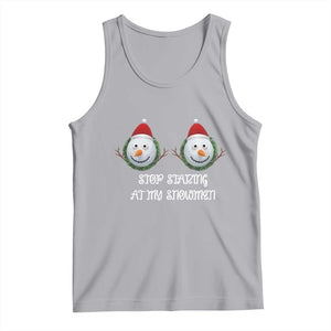 Funny Christmas Adult Humor Tank Top Stop Staring At My Snowmen Boobs Xmas Embarrassing TS11 Athletic Heather Print Your Wear
