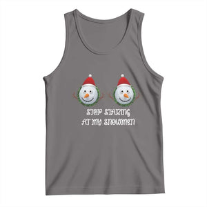 Funny Christmas Adult Humor Tank Top Stop Staring At My Snowmen Boobs Xmas Embarrassing TS11 Deep Heather Print Your Wear