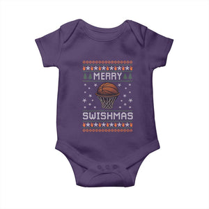 Funny Christmas Basketball Baby Onesie Merry Swishmas Ugly Xmas Swish Technique TS11 Purple Print Your Wear